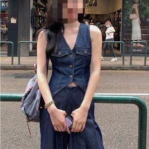 2024 summer thin slim denim vest women